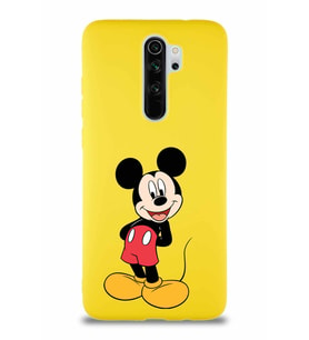 Xiaomi Redmi Note 8 Pro Soft Premier Kapak Mickey Mouse-B Tasarımlı Silikon Kılıf - Sarı (Şeffaf)