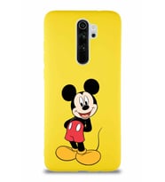 Xiaomi Redmi Note 8 Pro Soft Premier Kapak Mickey Mouse-B Tasarımlı Silikon Kılıf - Sarı (Şeffaf)