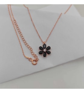 Gümüş Kolye Çiçek Model Taşlı 925 Ayar