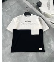 Unisex Torba Cep Detaylı Parçalı T-Shirt - Siyah