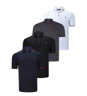 DÖRTLÜ SET T8586 DEWBERRY ERKEK T-SHIRT-SİYAH-BEYAZ-LACİVERT-ANTRASİT
