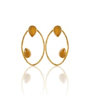 Kadir Jewellery 22 Ayar Altın Kaplama Geometrik Küpe -El İşçiliği Ve Hipoalerjenik Küpe