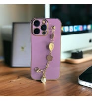 IPHONE 14 Pro Max Uyumlu zincirli taşlı silikon telefon kılıfı