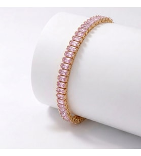 Moncuk Design 5mm Pembe Zirkon Taşlı Ayarlanabilir Su Yolu Kadın Bileklik 3351KBV4D1