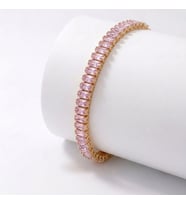 Moncuk Design 5mm Pembe Zirkon Taşlı Ayarlanabilir Su Yolu Kadın Bileklik 3351KBV4D1