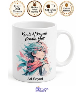 Anime Tarzı Tasarım Baskılı Porselen Kupa Bardak Özel Hediye Mug