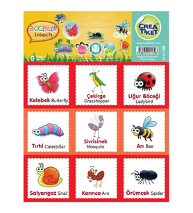 CREA ETİKET  - İNGİLİZCE TÜRKÇE KUŞLAR & BÖCEKLER 1139