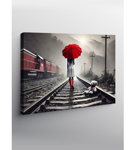 Kanvas Tablo Yağmur Altında Tren