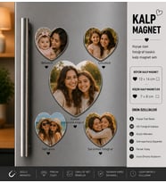 Kalp Fotoğraf Magneti Anne ve Kıza Kişiselleştirilebilir Sevgi Dolu Anı Hediye Seti