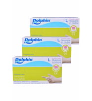 Dolphin Tek Kullanımlık Lateks Beyaz Pudralı Large Büyük Boy Muayne Eldiveni - 3 Adet 100'lü Paket