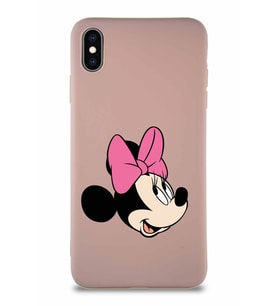 Apple iPhone XS Max Soft Premier Kapak Minnie Mouse-A Tasarımlı Silikon Kılıf - Pudra (Şeffaf)