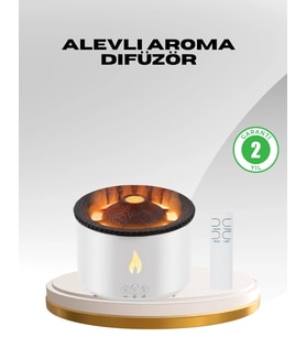 Alev Efektli Aromaterapi Difüzörü – 360 Ml Su Hazneli, Sessiz Zaman Ayarlı