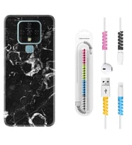 Tecno Camon 16 18P Pova 3 Pova Neo Kılıf Kablo Koruma Spiral Silikon Black Hole Marble 1387