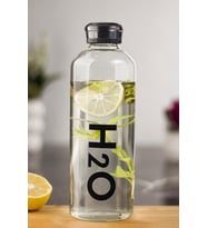 H2o Borosilikat Cam Matara Vakum Kapaklı Su Şişesi Suluk Siyah 1000 ML