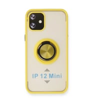 Apple İphone 12 Kılıf Montreal Yüzüklü Silikon Kapak - Sarı