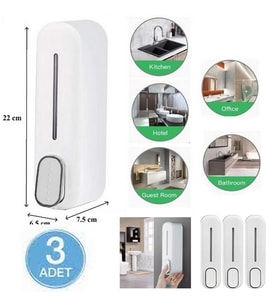 3 Adet Duşakabin Duşjeli Sabunluk Şampuan Şişesi Manuel Model 350 ml Sabunluk Beyaz Renk Basmalıdır