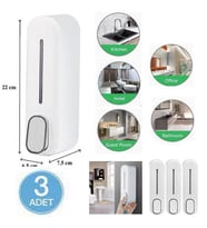 3 Adet Duşakabin Duşjeli Sabunluk Şampuan Şişesi Manuel Model 350 ml Sabunluk Beyaz Renk Basmalıdır
