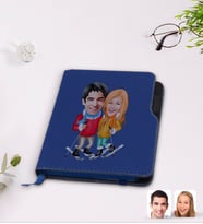 BK Gift Kişiye Özel Sevgililer Karikatürlü Lacivert Termo Deri Defter-107