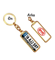 Kişiye Özel BYD Kırmızı Logo Tema Plaka Anahtarlık (Altın)