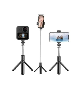 Kablosuz Bluetooth Selfie Çubuğu ve Tripod, Siyah, 2'li Set