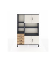 Arges Dolap 8 Raflı 4 Çekmeceli 4 Kapaklı 132x30x195 Antrasit-Aytaşı/Çam