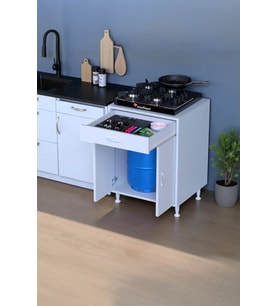 Eliusta Lumin Tüp Yuvalı 65 cm Ankastre Ocak Altı Dolap 65x88x48 cm Beyaz Dolap Çekmeceli Mutfak Organizeri
