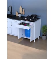 Eliusta Lumin Tüp Yuvalı 65 cm Ankastre Ocak Altı Dolap 65x88x48 cm Beyaz Dolap Çekmeceli Mutfak Organizeri