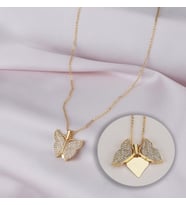 Kişiye Özel Açılan Kelebek Kanatlı Gold Renk Kolye