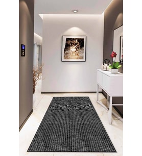 Siyah Sade Desensiz Kaymaz Tabanlı Dekoratif Halı RV208 - 100 x 160 cm