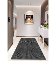 Siyah Sade Desensiz Kaymaz Tabanlı Dekoratif Halı RV208 - 100 x 160 cm
