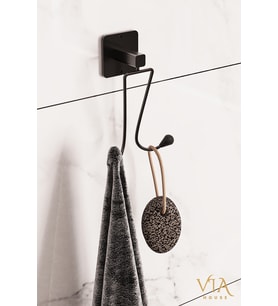 Siyah Yapışkanlı Çft Kancalı Banyo Mutfak Askısı Bornoz Askısı