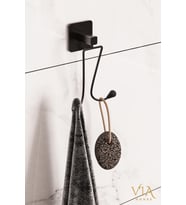 Siyah Yapışkanlı Çft Kancalı Banyo Mutfak Askısı Bornoz Askısı
