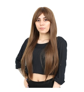 Fiber Sen Uzun Düz Kahküllü Peruk / Kumral