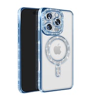 Apple İphone 16 Pro Max Kılıf Joke Simli Magneticsafe Kılıf - Mavi