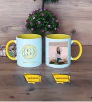 Gold Baş Harf Kupa Bardak Sarı Fotoğraflı Doğum Günü Hediyesi