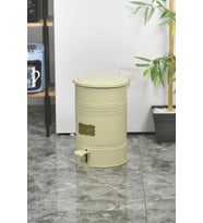 Pedallı Metal Galvaniz Mutfak Banyo Kapaklı Çöp Kovası 16 Lt Krem