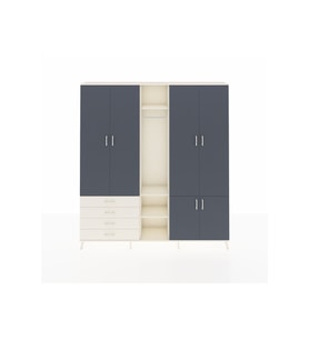 Arges Dolap 14 Raflı 4 Çekmeceli Tek Askılı 220x30x243 Aytaşı-Antrasit/Aytaşı
