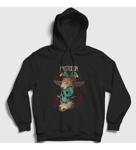 Presmono Unisex Siyah Totem Mastodon Kapüşonlu Sweatshirt 163742tt