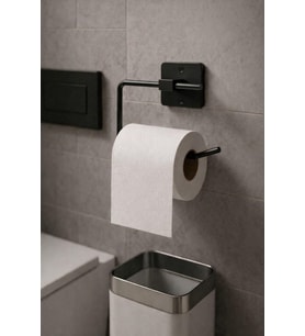 Haus Kare Yapışkanlı Açık Tuvalet Kağıtlığı Wc Kağıtlık Tutucu Siyah Ks-001