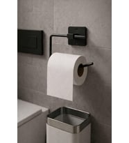 Haus Kare Yapışkanlı Açık Tuvalet Kağıtlığı Wc Kağıtlık Tutucu Siyah Ks-001