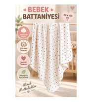 Piti Kalp Baskılı Çift Katlı Bebek Battaniyesi – 90 x 100 cm