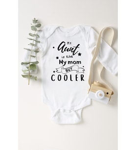 Unisex Bebek Beyaz Aunt Cooler Uzun Kollu Çıtçıtlı