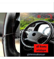 Universal Kamyon Tır Otobüs Dikmeli Direksiyon Kılıfı Siyah 45 × 10Cm