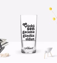 BK Gift Kişiye Özel Renkli Baskılı Çünkü Sen Tasarımlı Rakı Bardağı-1 (Beyaz)