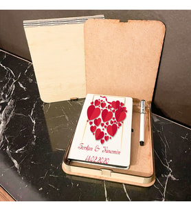 Sevgiliye Hediye Ahşap Kutulu Defter Kalem Set 009
