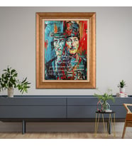 Altın Varaklı Çerçeveli Paspartulu Atatürk Tablo z4611 (Gold)
