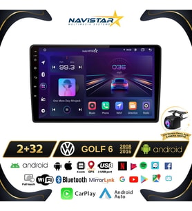 Volkswagen Golf 6 Kablosuz Carplay 2+64GB Android 13 2008-2016 Navigasyon Multimedya Sistemi