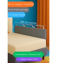 Yatella Yeni Nesil Yatak Bariyeri 180 cm Gri - Telalı