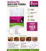 Bakkaliye Naylon PE Torba 2'kg lık 23x36 cm 1 Paket