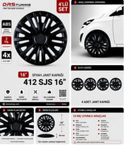 Volkswagen Uyumlu 16 Inç Kırılmaz Parlak Siyah Jant Kapağı 1 Takım 4 Adet No:412
